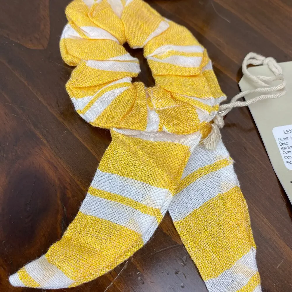 LemLem Gold Yellow Stripe Doro Hair Scrunchie NWT Handmade